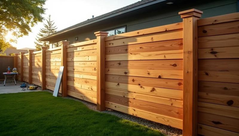 Horizontal modern cedar fence